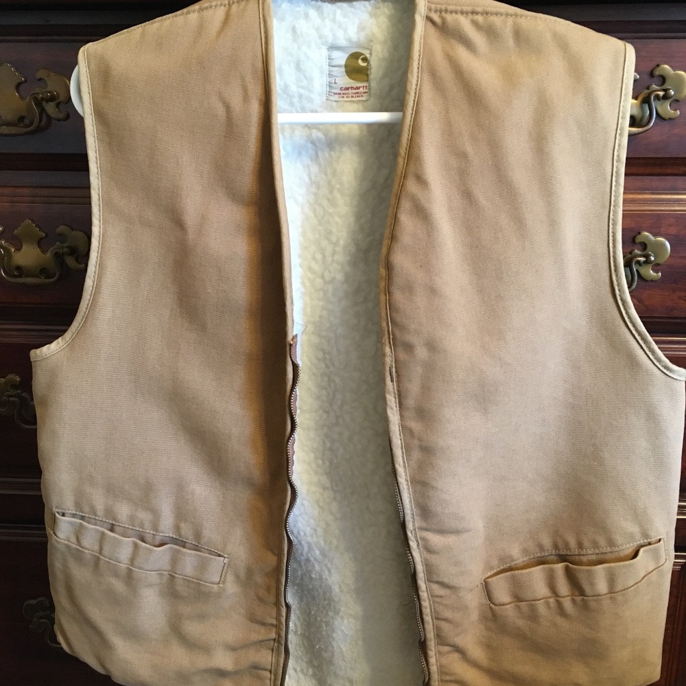 Carhartt Mens fleece lined canvas work vest